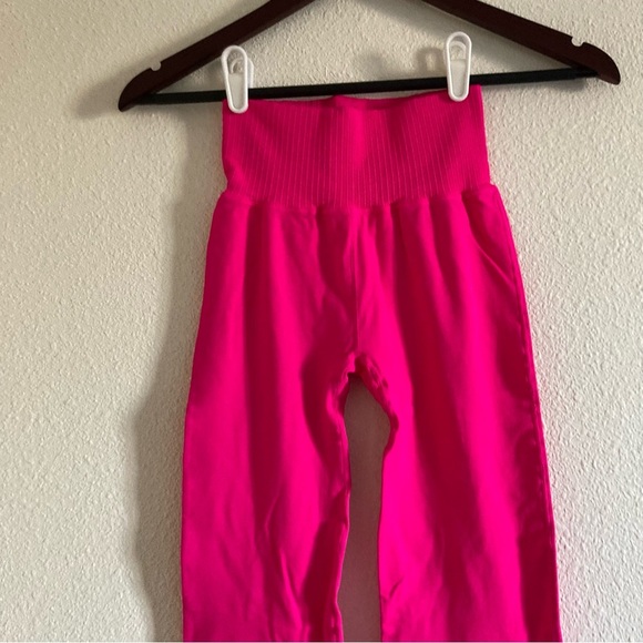 NWOT Free People Women's Pink Wide Leg High Waist Flare Leggings Pant Size XS/S - Picture 2 of 9